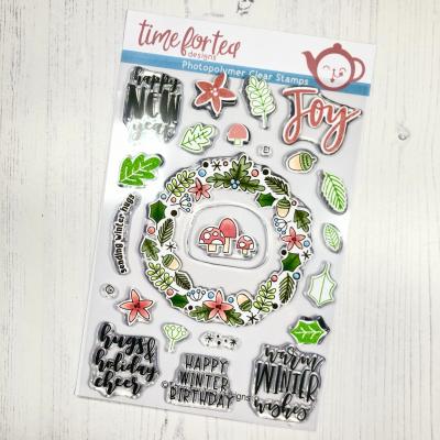 Time For Tea Clear Stamps - Winter Wishes Wreath